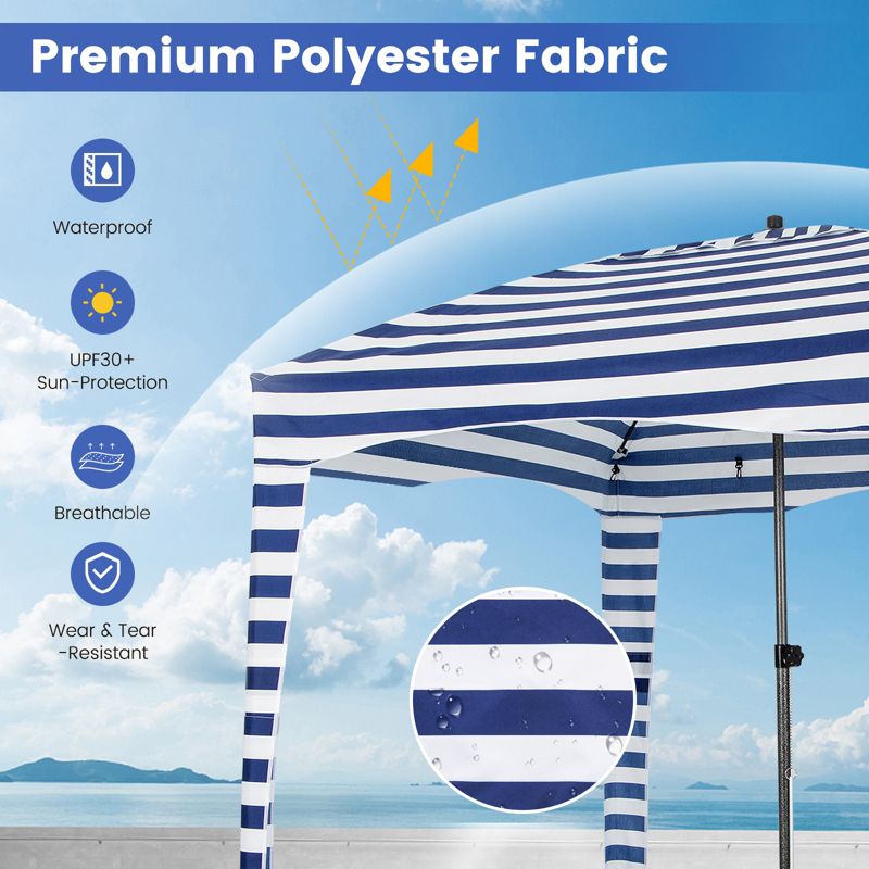 Costway 6 x 6FT Foldable Beach Cabana Tent with  Carrying Bag Detachable Sidewall, 3 of 11