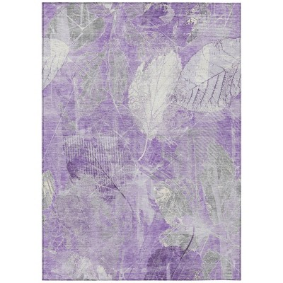 Lavender And Ivory Floral Washable Indoor Outdoor Area Rug