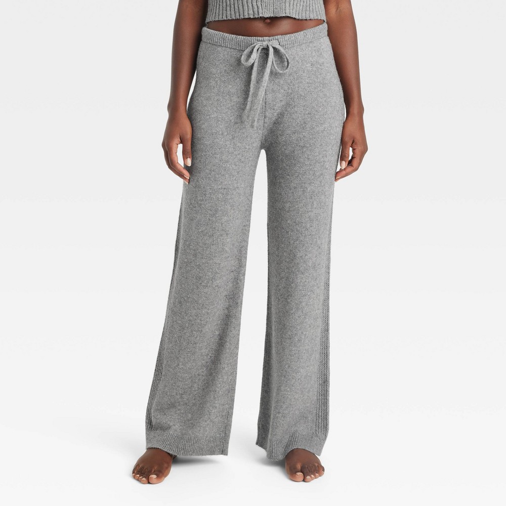 Photos - Other Textiles Women's Sweater Wide-Leg Pajama Pants - Auden™ Heathered Gray XS