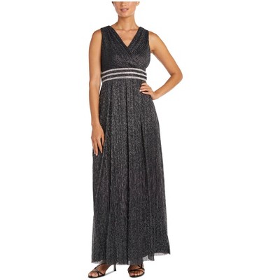 R & M Richards Womens Crinkle Pleated Gown Dress