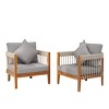 Set of 2 Boho Acacia Wood Outdoor Club Lounge Chairs with Rope Accents and Cushions for Porch or Garden-Cuddlewood - 2 of 4