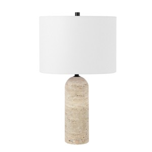 Jolene 24 Inch Travertine/Metal Table Lamp - Ivory - Safavieh. - 1 of 4