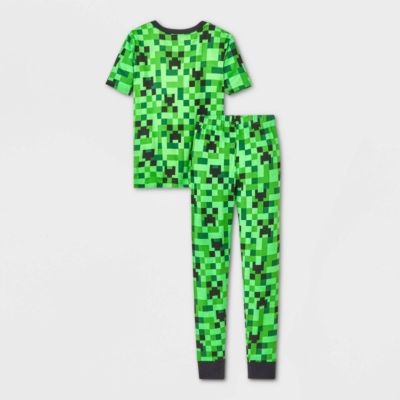 Boys' Minecraft 4pc Pajama Set - Green/Black, 2 of 4