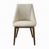 Royal Hampton Side Dining Chair Set of 2, Beige Fabric, Tapered Brown Legs - 3 of 4