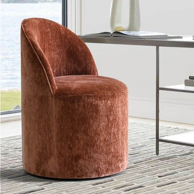 Best Home Office Chair with Wheels Chenille Barrel Upholstered Office Chair Armless for Home Office,Living Room-Tanpinhause