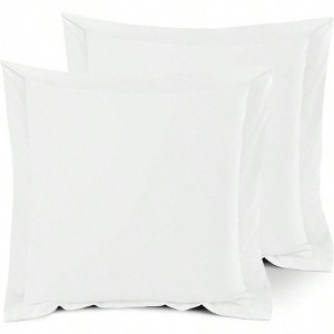 Soft Pillow Shams Set of 2 - Hotel Style Microfiber Covers, 26x26, White with 1.5 Flange - 1 of 4