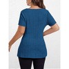 Clearlove Womens Plus Size Tops V Neck Short Sleeve Shirts Split Hem Color Summer Casual Blouses Pullover Fitted Tops Textured - 4 of 4