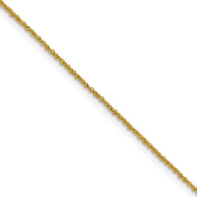 Black Bow Jewelry 1mm 14k Yellow Gold Diamond Cut Fancy Singapore Chain Necklace