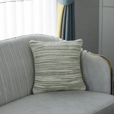 Handwoven Beige 16" Wool & Cotton Throw Pillow Cover