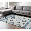 Sky Blue Gray And Black Wool Geometric Flatweave Handmade Area Rug With Fringe - 2 of 4
