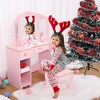 Kids Vanity Set for Girls 3+(Pink),Pretend Play Makeup Desk with Stool,Tri-Fold Mirror,Storage Drawers&Open Shelves, Toddler Dressing Table - 2 of 4
