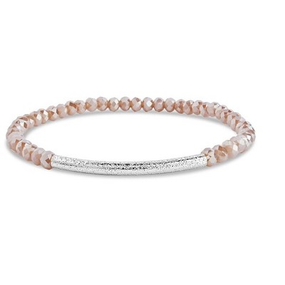 SHINE by Sterling Forever Champagne Beaded Bar Stretch Bracelet