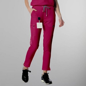 Members Only Women’s Scrub Jogger Cargo Pant with Open Bottom Leg (Printed Waist Pocket Bags) - 1 of 4