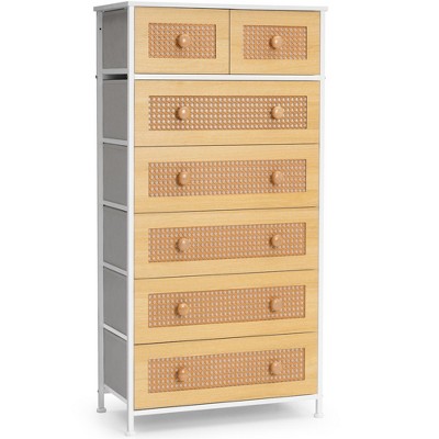 Crestlive Products 7 Drawers Vertical Dresser for Bedroom Storage Tower with Sturdy Steel Frame Wood Top Easy Pull Fabric Bins Handles