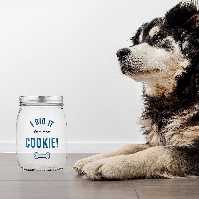 Amici Pet “I Did It For The Cookie” Glass Canister, Cute Dog Treat Jar for Kitchen Counter, Large Cat Dog Food Storage with Airtight Lids, 36 oz., 3 of 5