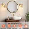 POWLIG 11.42-in 1-Light Gold Modern Industrial Wall Sconces with Cone Clear Glass Shade (Set of 2) - 3 of 4