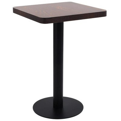 vidaXL Dark Brown Bistro Table - Modern Square Bar Table with Wood Grain Pattern and Steel Base