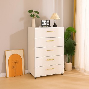 White 5-Drawer Rolling Dresser with Handles, Modern Storage Cabinet  Organizer for Bedroom, Closet or Small Living Spaces and Easy-Roll Wheels :  Target
