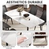 NicBex 55.12"/62.99"  Modern Artificial Stone Dining Table with Black Metal Leg for 6 People for Kitchen, Dining Room, Office - 2 of 4