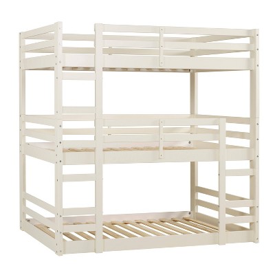 Twin Indy Solid Wood Triple Bunk Bed White - Saracina Home