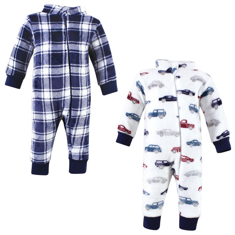 Hudson Baby Infant Boy Plush Jumpsuits, Cars, 1 of 5