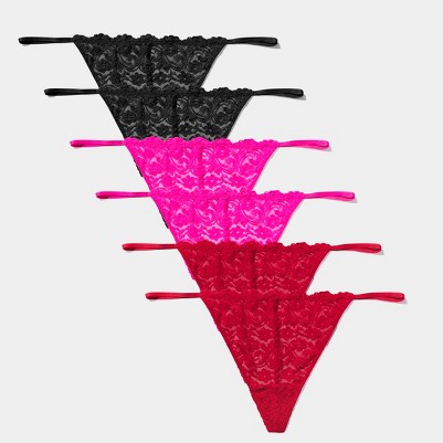 pink/pink/black/black/red/red - thong