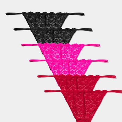 pink/pink/black/black/red/red - thong