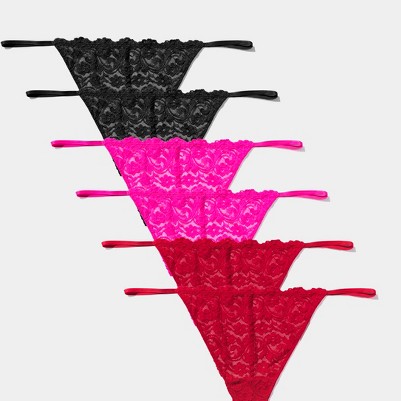 pink/pink/black/black/red/red - thong