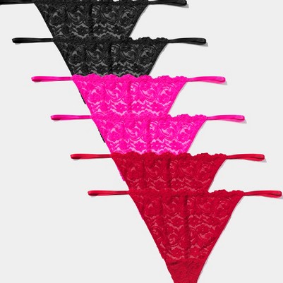 pink/pink/black/black/red/red - thong