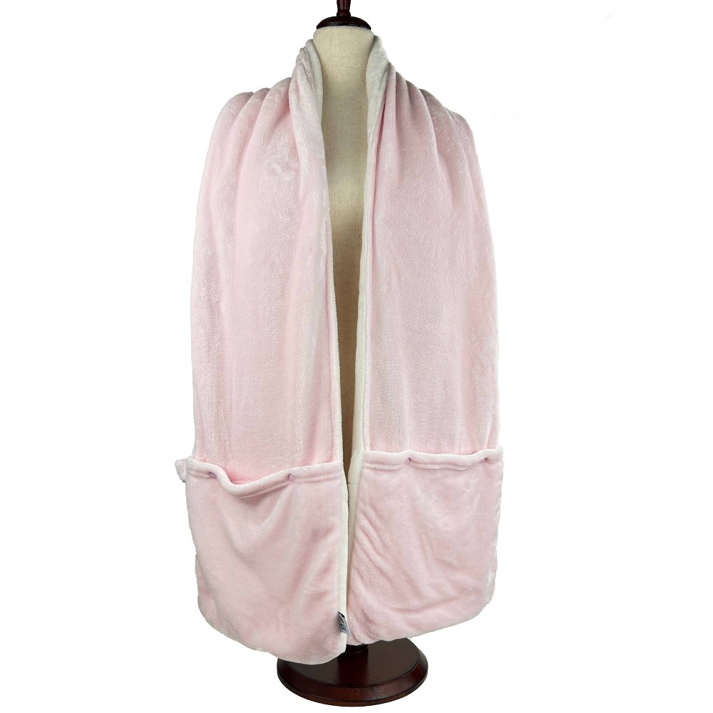 WOLF Adult CozyCarry Recycled Fleece Wrap Scarf with 6 pockets - Pink