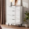 Wave Fluted 5 Drawer Dresser for Bedroom, Tall Dresser Chest of Drawers, Wood Storage Dresser Organizer for Nursery Bedroom Living Room, White - 3 of 4