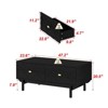 FUFU&GAGA Modern Geometric Pattern Coffee Table,Living Room Table with 4 Drawers,End Table,Textured Center Table with Gold Accents,Black - 4 of 4