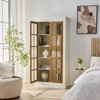 Rustic Display Cabinet Storage Cabinet Curio Cabinet Accent Cabinet with Glass Doors & Adjustable Shelves, Black/Brown+Cream White-ModernLuxe - 4 of 4