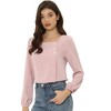 Allegra K Women's Casual Button Decor Long Sleeve Solid Square Neck Blouse - 2 of 4
