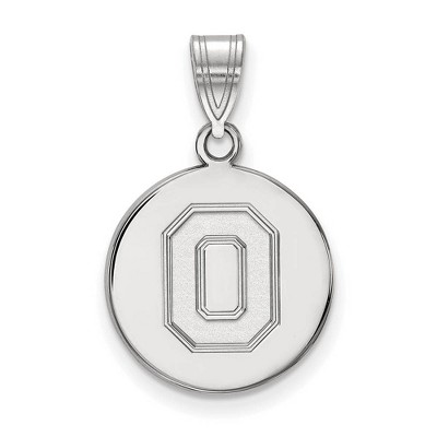 Black Bow Jewelry 14k White Gold Ohio State Buckeyes NCAA Medium Pendant