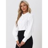Allegra K Women's Stand Neck Pleated Lantern Long Sleeves Button Down Casual Shirt - 2 of 4