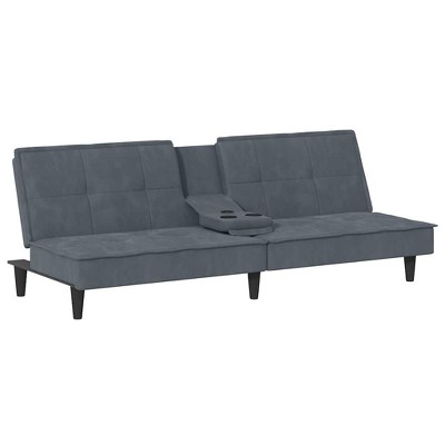 vidaXL Sofa Bed Dark Grey Velvet, Plywood, Plastic, Foam Standard