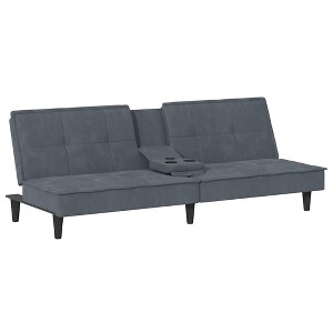 vidaXL Sofa Bed Dark Grey Velvet, Plywood, Plastic, Foam Standard - 1 of 4