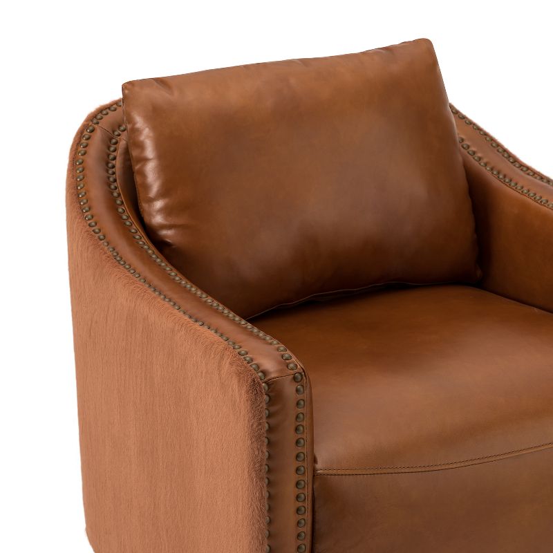 Angeles 29.92" Wide Genuine Leather Barrel Chair for Living Room and Bedroom | ARTFUL LIVING DESIGN, 5 of 11