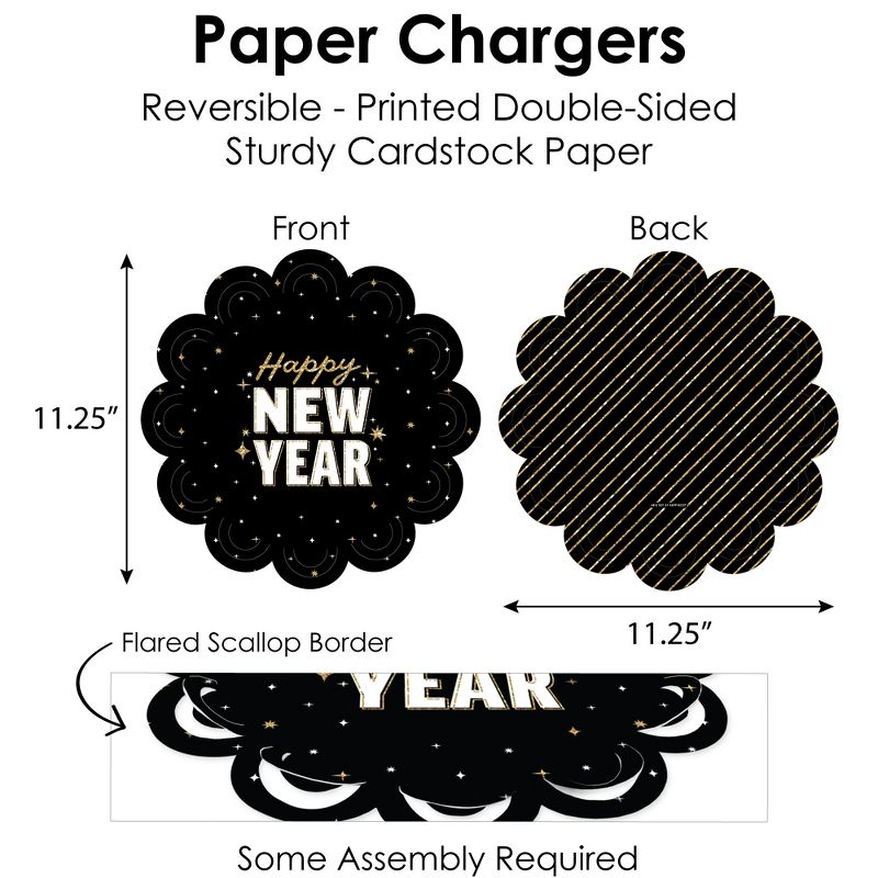 Big Dot of Happiness Hello New Year - 2024 NYE Party Paper Charger and Table Decorations - Chargerific Kit - Place Setting for 8, 5 of 9