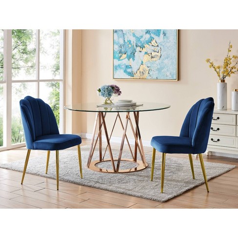 Set Of 2 Cherisa Dining Chairs Navy, Chic Home Dining Chairs