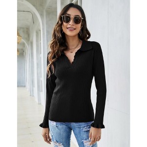 Women's POLO Knitted Long Sleeve Sweater - 1 of 4