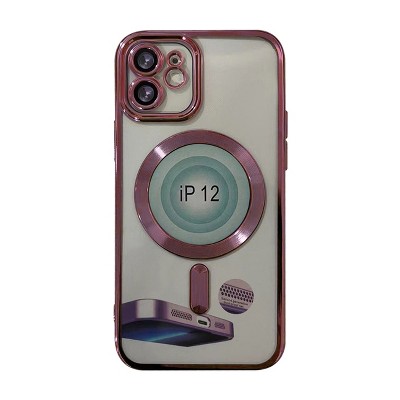Reiko Magnetic Wireless Charging TPU Bumper Case for iPhone 14 Pro in Pink