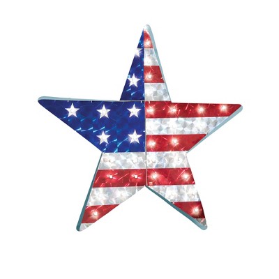 Collections Etc Patriotic Lighted Star Wall Decor 24" x 23" x 2.25"