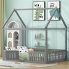 NicBex Full Size Platform Bed 78.1" L Modern House-Shaped Pine Bed Frame with Roof and Guardrail with Door for Bedroom, No Box Spring Required - 2 of 4