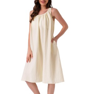 INSPIRE CHIC Women's Tank Pajama Dress Sleepshirt Soft Sleepwear Midi Sleeveless Nightgowns - 1 of 4