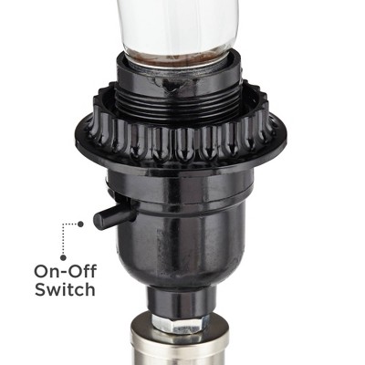 Set of 2 Blue Glass Coastal Table Lamps with White Fabric Shades