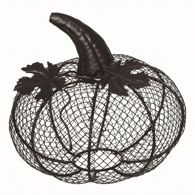 Transpac Small Metal Black Mesh Pumpkin Decor Home Decorations Halloween