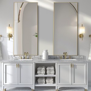 Spassway Set of 2 Accent Wall Mirrors Modern Metal Bathroom Mirrors Wall Decor for Living Room Bedroom Entryway Hallway Office Silver/Gold/Black - 1 of 4