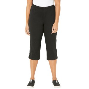 Catherines Women's Plus Size Petite Everyday Capri With Sparkle Hem - 1 of 4